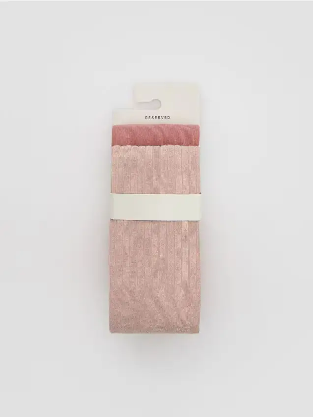 Confezione da 2 paia di collant in misto cotone - rosa cipria