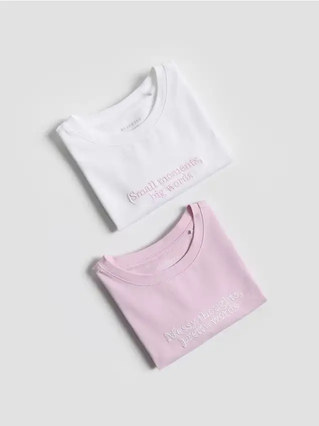 Confezione da 2 t-shirt in cotone con ricamo - multicolore