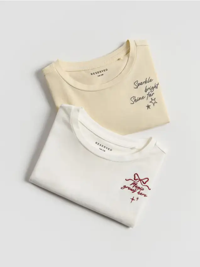 Confezione da 2 t-shirt in cotone con ricamo - multicolore