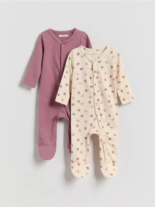 Confezione da 2 tute in cotone - malva