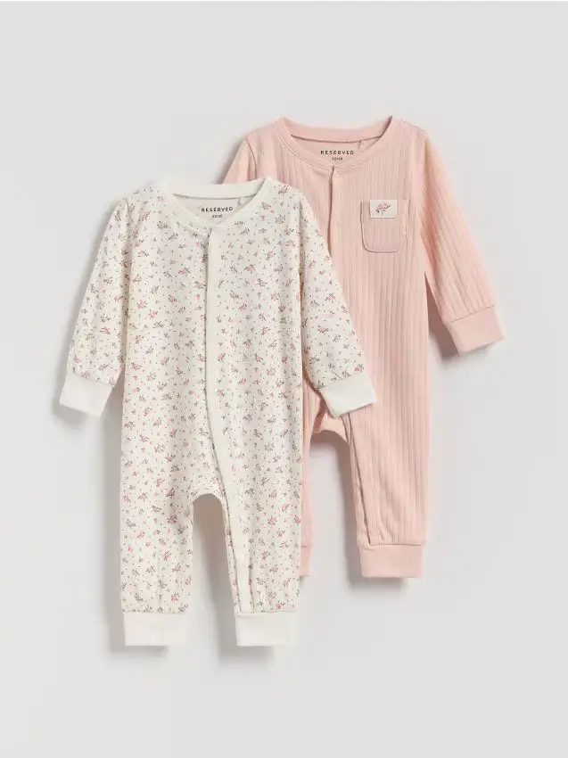 Confezione da 2 tute in cotone - rosa cipria