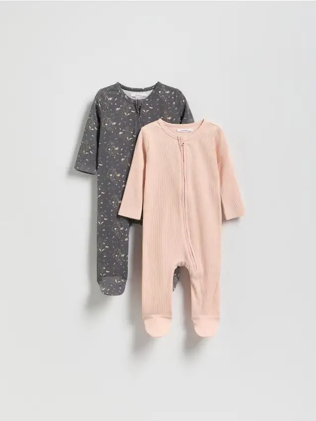 Confezione da 2 tute in cotone - rosa cipria