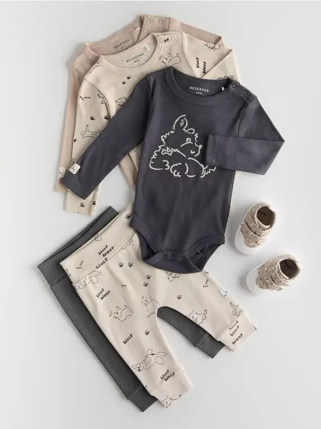 Confezione da 3 body in cotone - beige