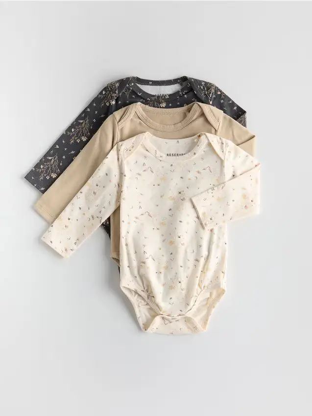 Confezione da 3 body in cotone - panna