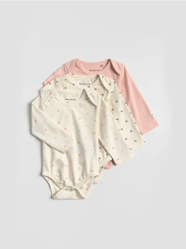 Confezione da 3 body in cotone - panna