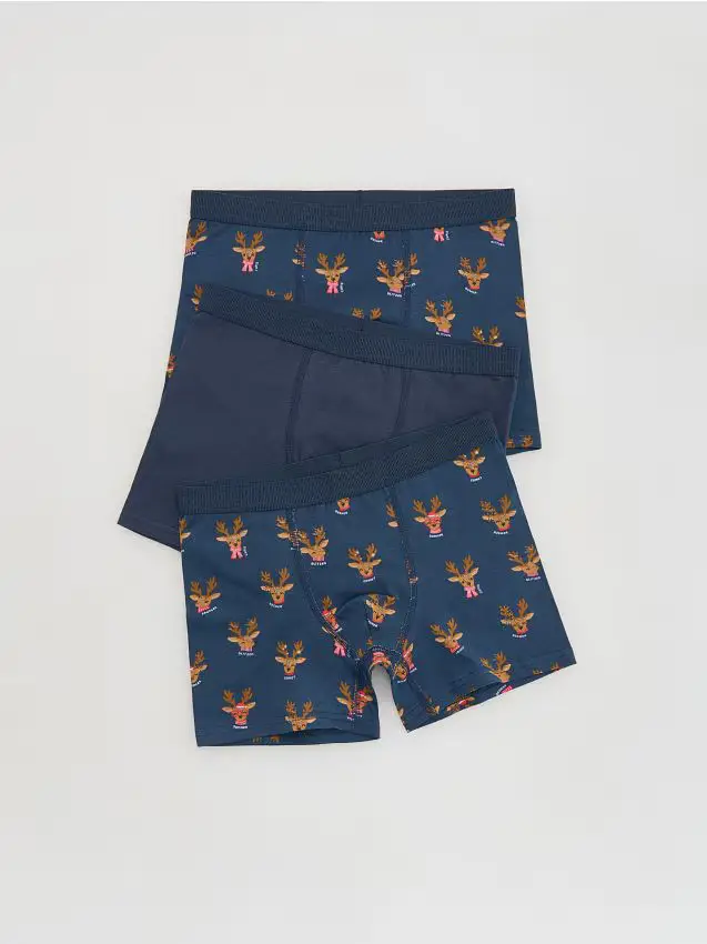 Confezione da 3 paia di boxer natalizi - blu scuro