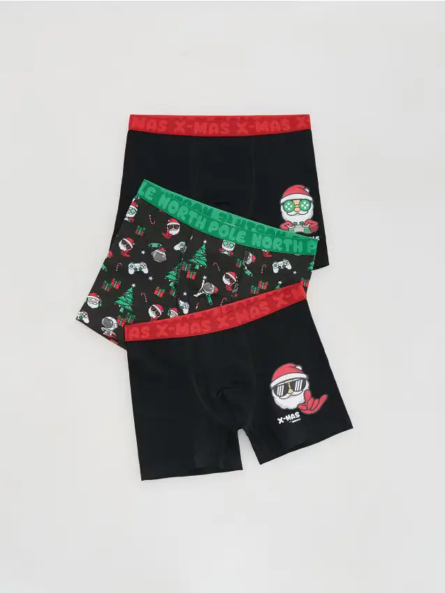 Confezione da 3 paia di boxer natalizi - nero