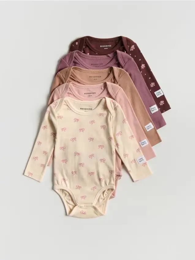 Confezione da 5 body in cotone - malva