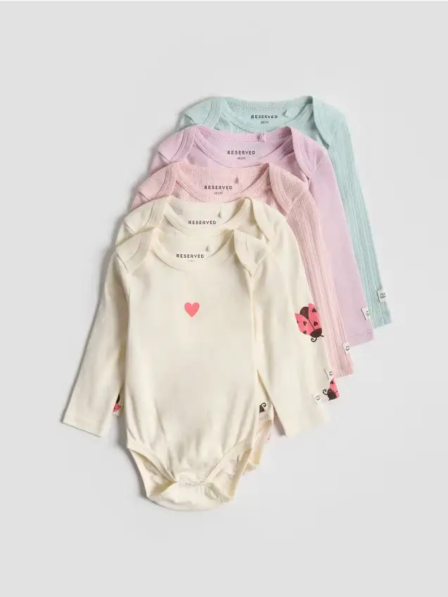 Confezione da 5 body in cotone - panna