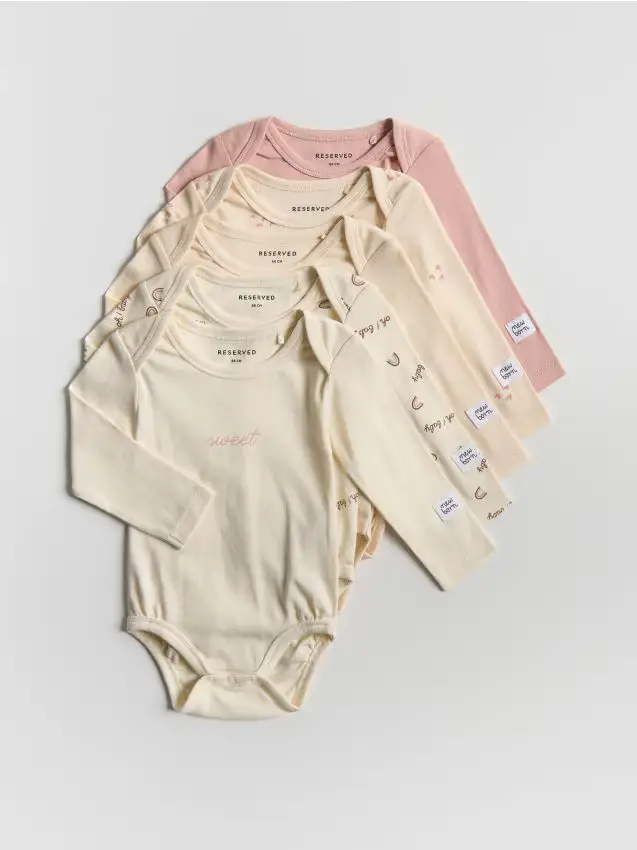 Confezione da 5 body in cotone - panna