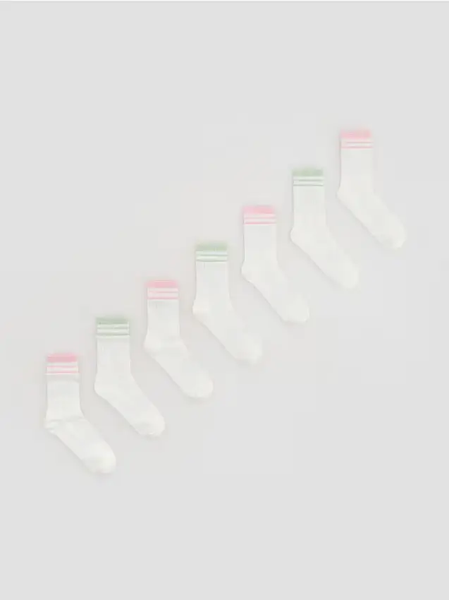 Confezione da 7 paia di calzini in cotone - panna