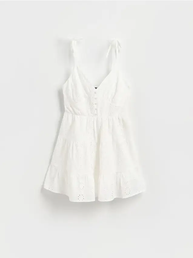 Copricostume con motivo traforato - bianco