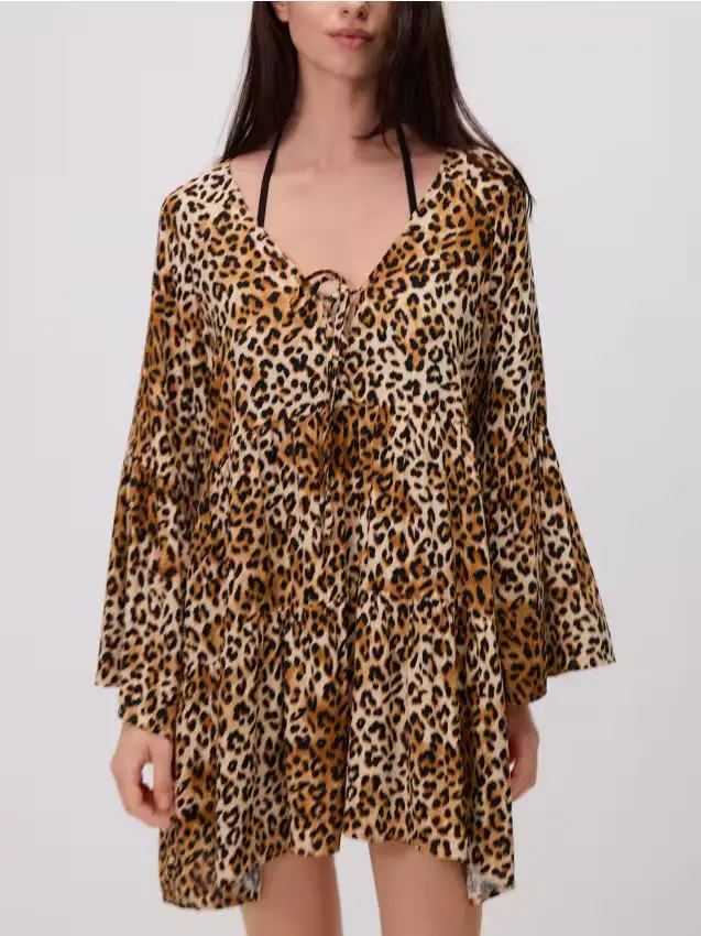 Copricostume in viscosa - marrone