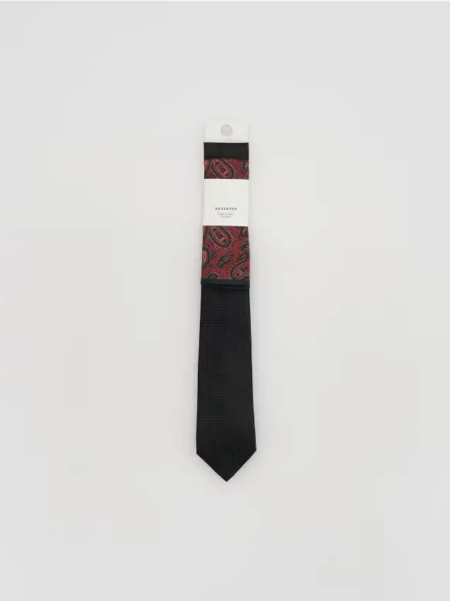 Cravatta con fazzoletto da taschino - nero