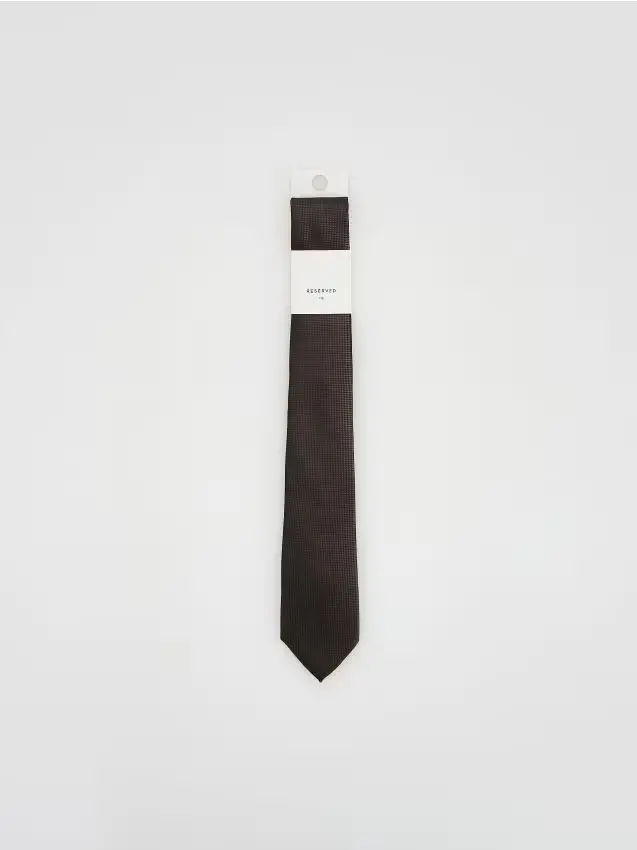 Cravatta stretta con motivo sottile - marrone scuro