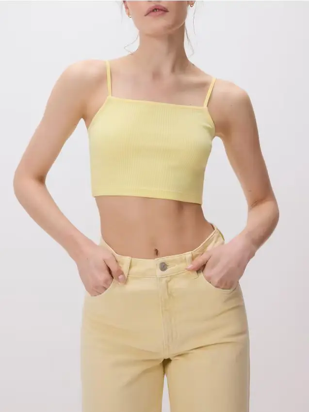 Crop top con spalline - giallo chiaro