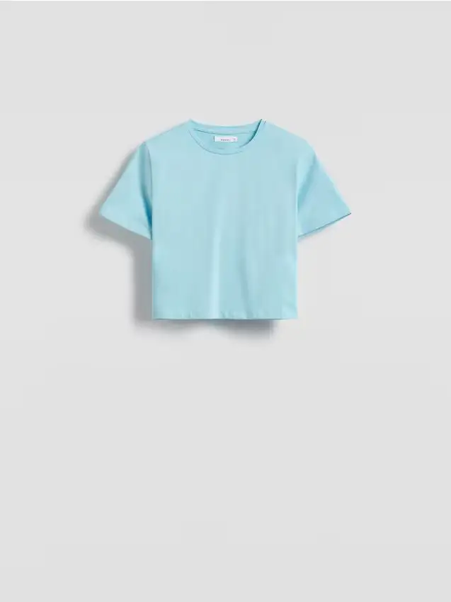 Crop top in misto cotone - turchese chiaro