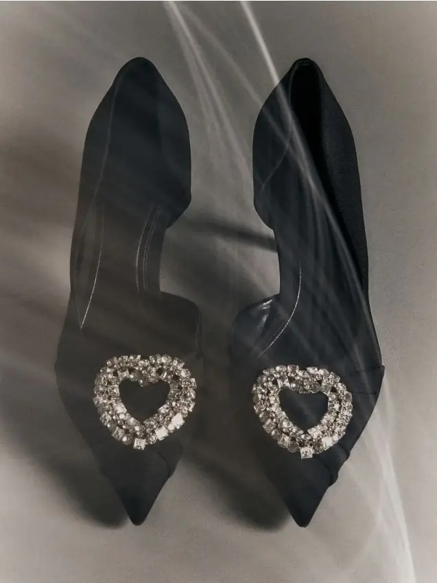 Décolleté con applicazioni - nero