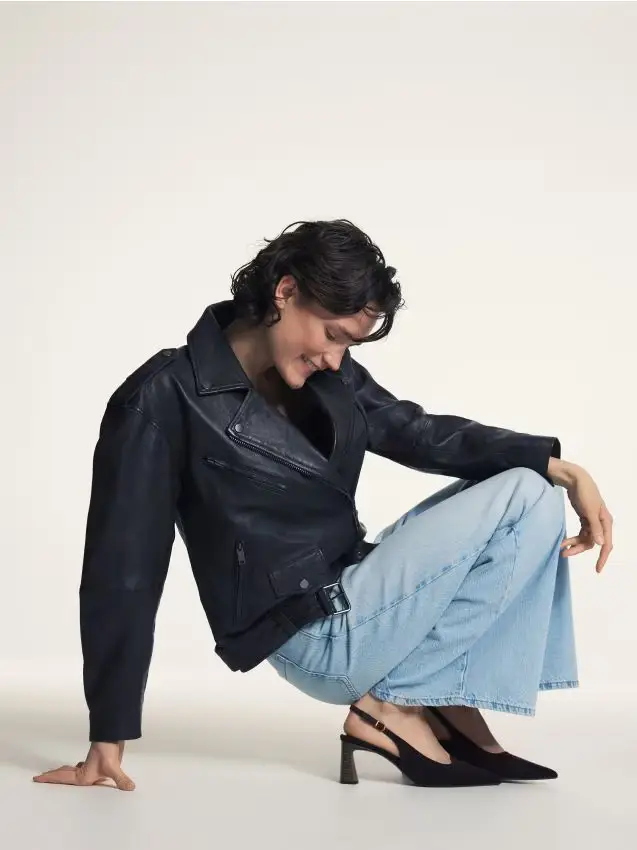 Décolleté in finta pelle scamosciata - marrone scuro