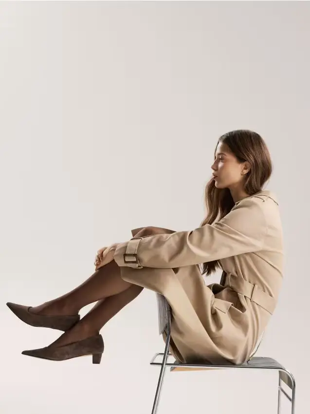 Décolleté in pelle di pecora - marrone scuro