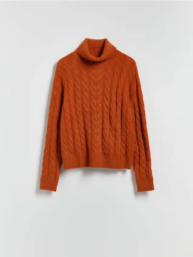 Dolcevita con maglia decorativa - rame