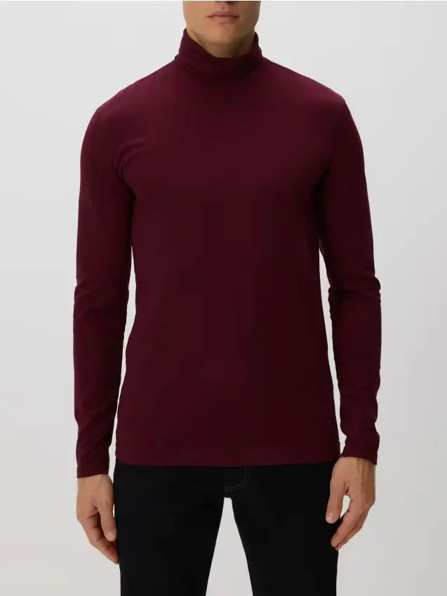 Dolcevita in cotone a maniche lunghe - marrone