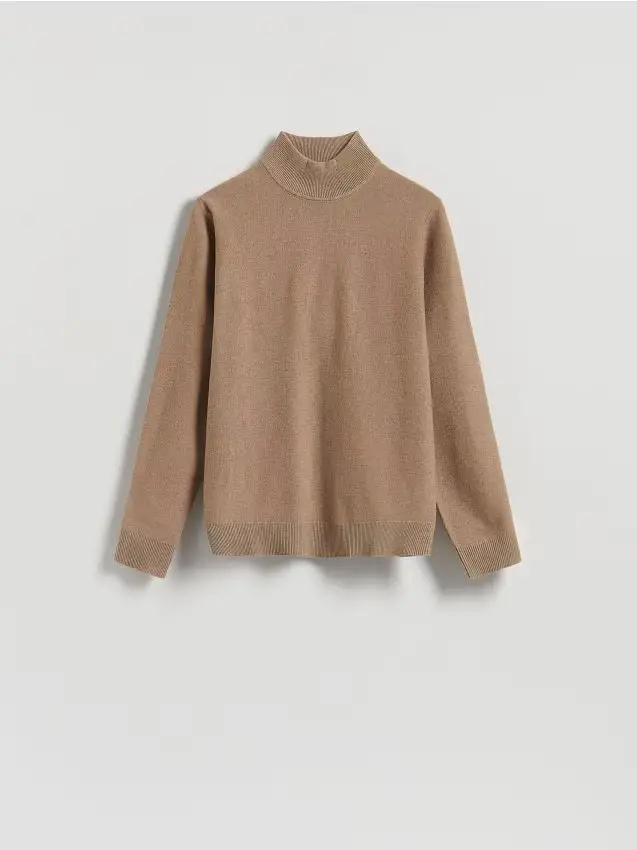 Dolcevita in maglia liscia - marrone dorato