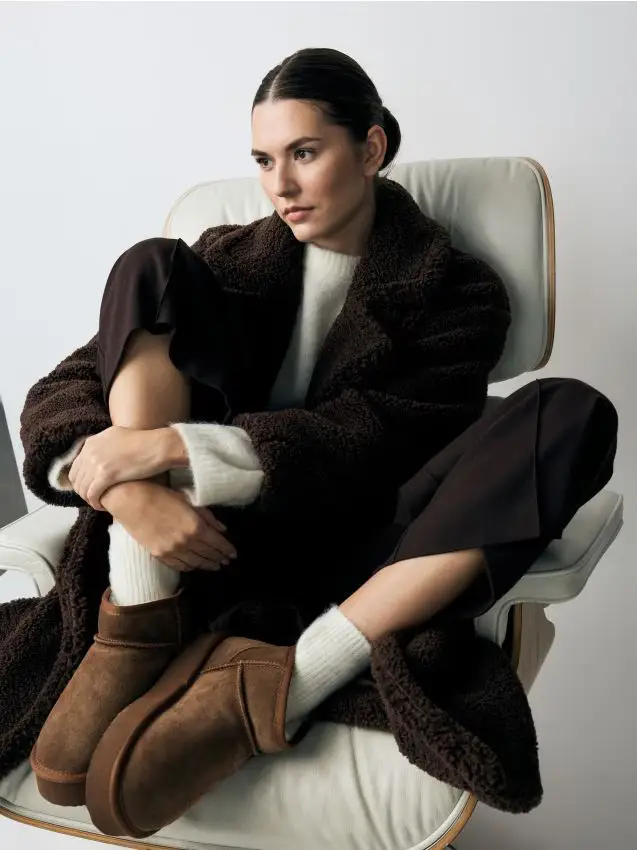 Doposci con plateau in pelle - marrone