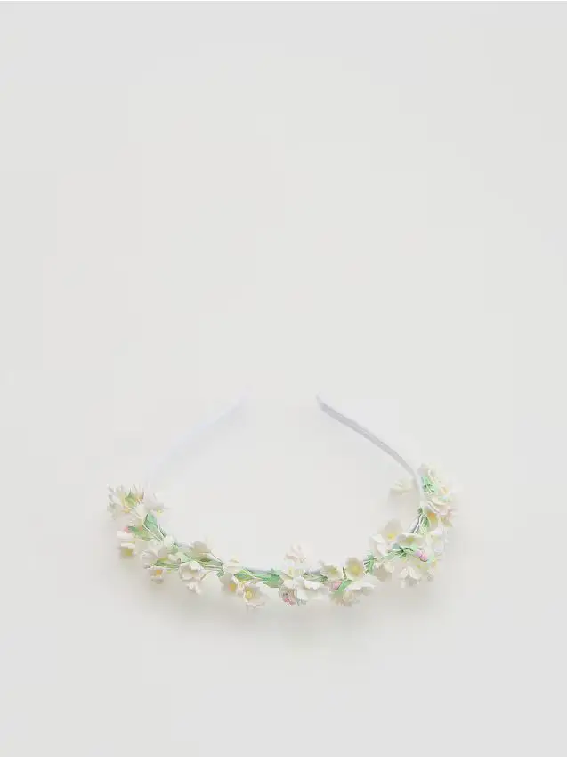 Fascia per capelli con fiori - bianco