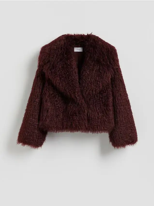 Faux fur jacket - bordeaux