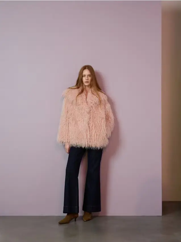 Faux fur jacket - rosa