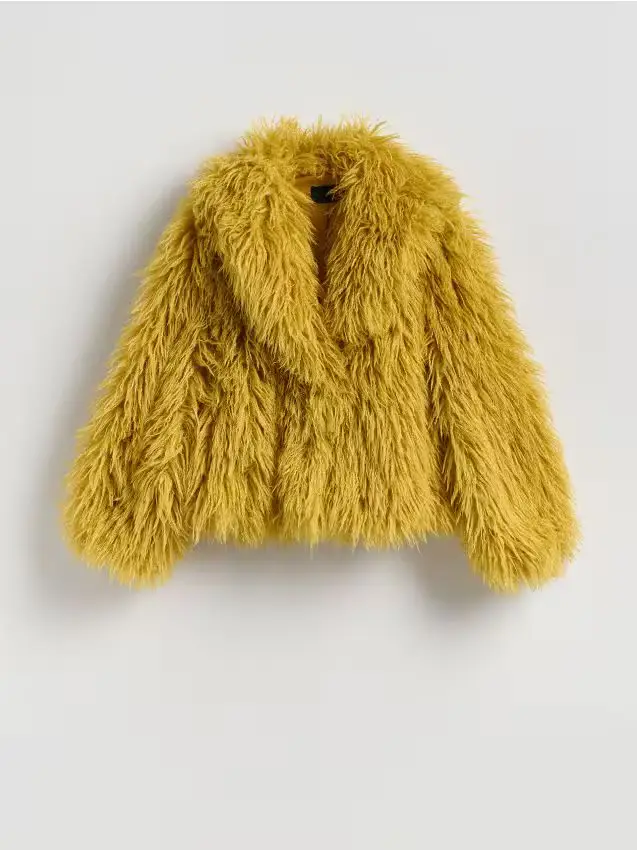 Faux fur jacket - senape