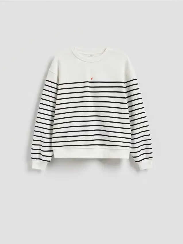 Felpa a righe con dettaglio ricamato - multicolore