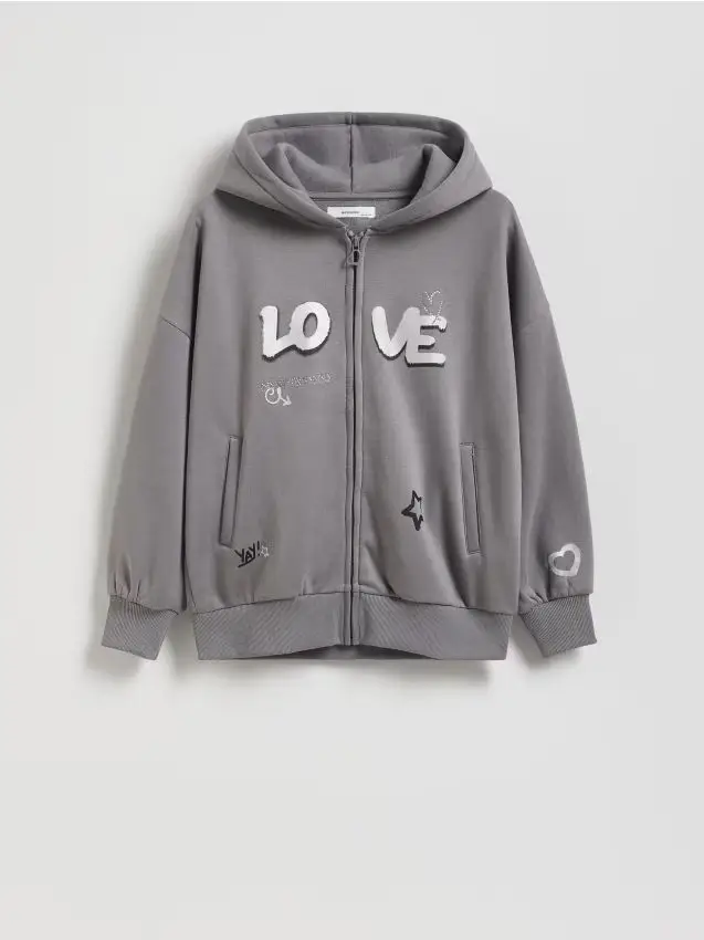 Felpa ampia con cappuccio - grigio scuro