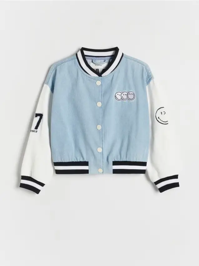 Felpa bomber in cotone SmileyWorld® - azzurro