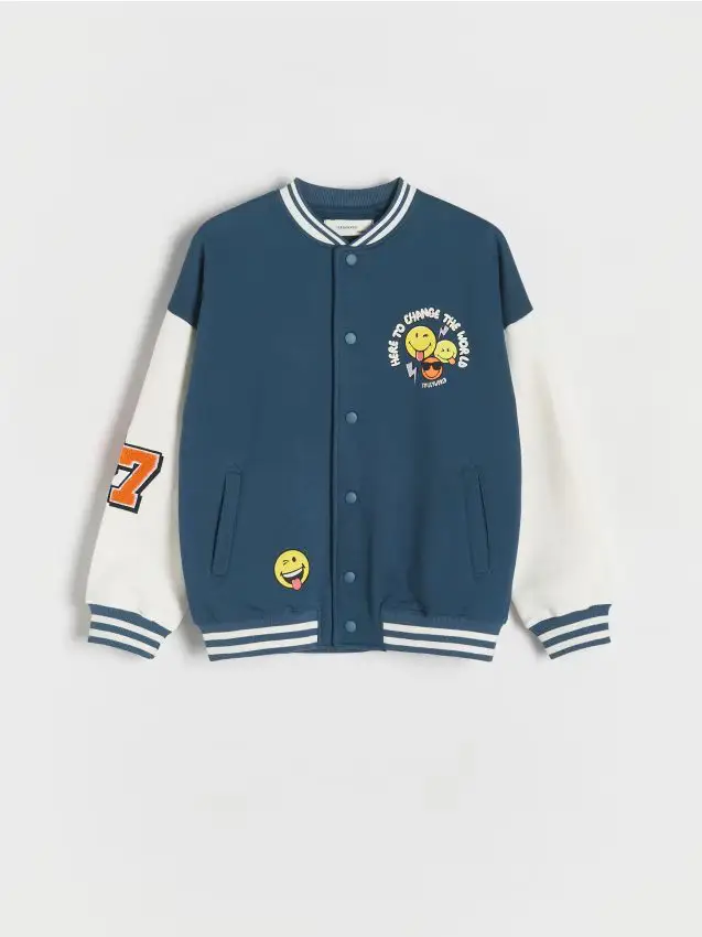 Felpa bomber in cotone SmileyWorld® - blu scuro