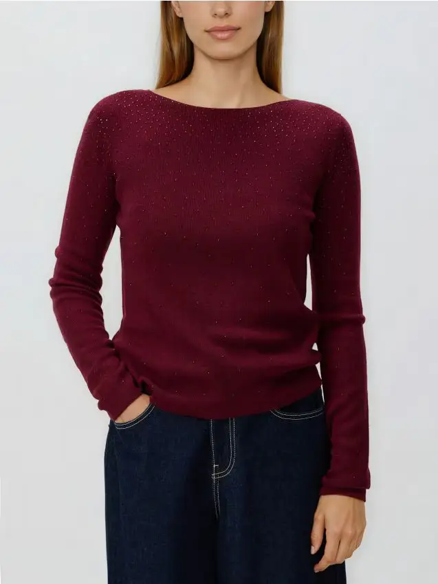 Felpa con applicazione brillante - maroon