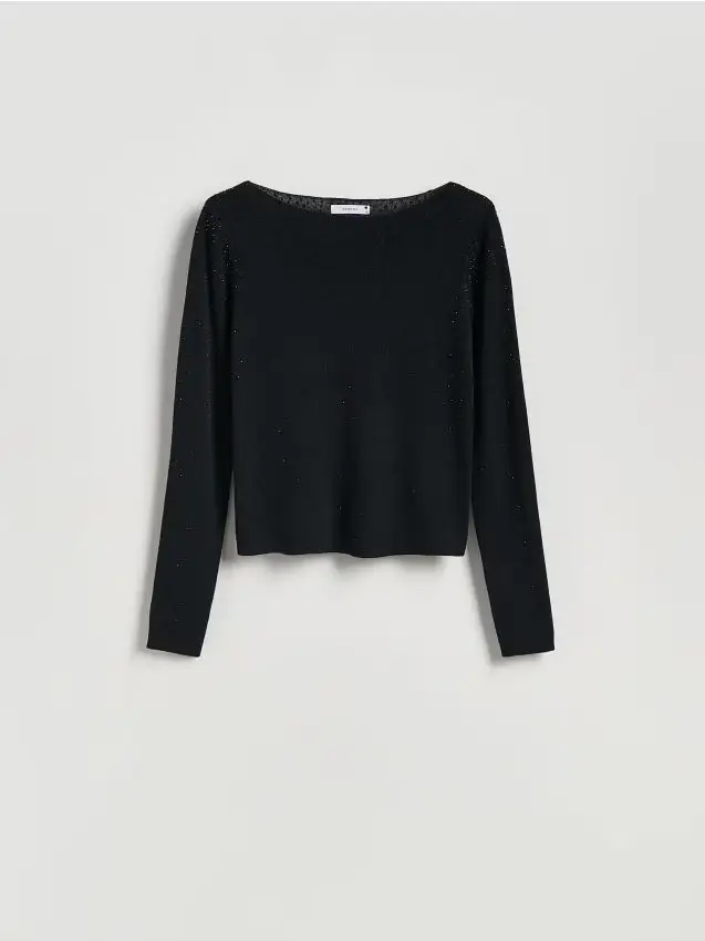 Felpa con applicazione brillante - nero