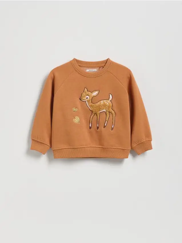 Felpa con applicazione - marrone dorato