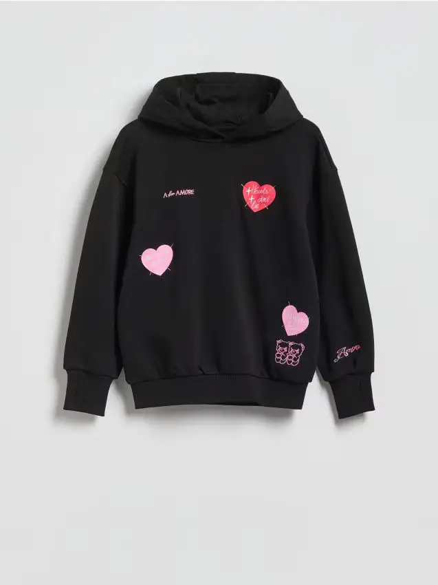 Felpa con applicazione - nero