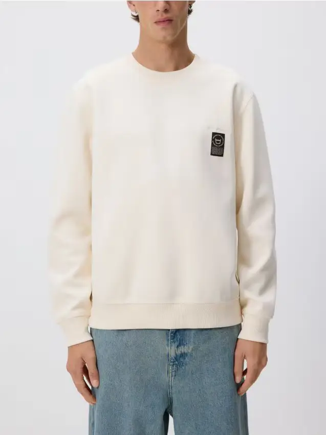 Felpa con applicazione - panna