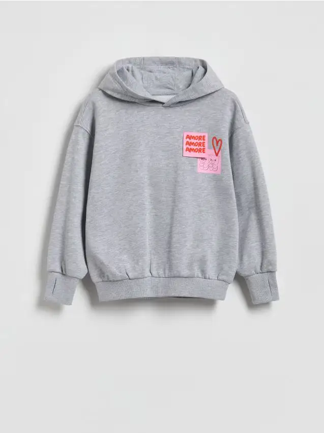 Felpa con applicazione sul retro - grigio chiaro