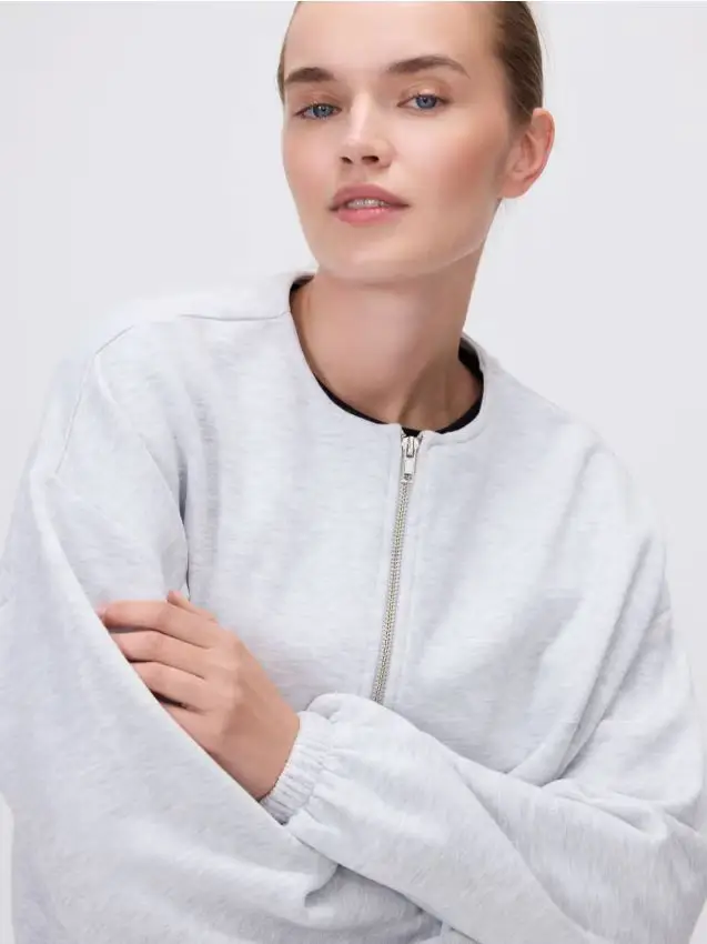 Felpa con bordo elasticizzato - grigio chiaro