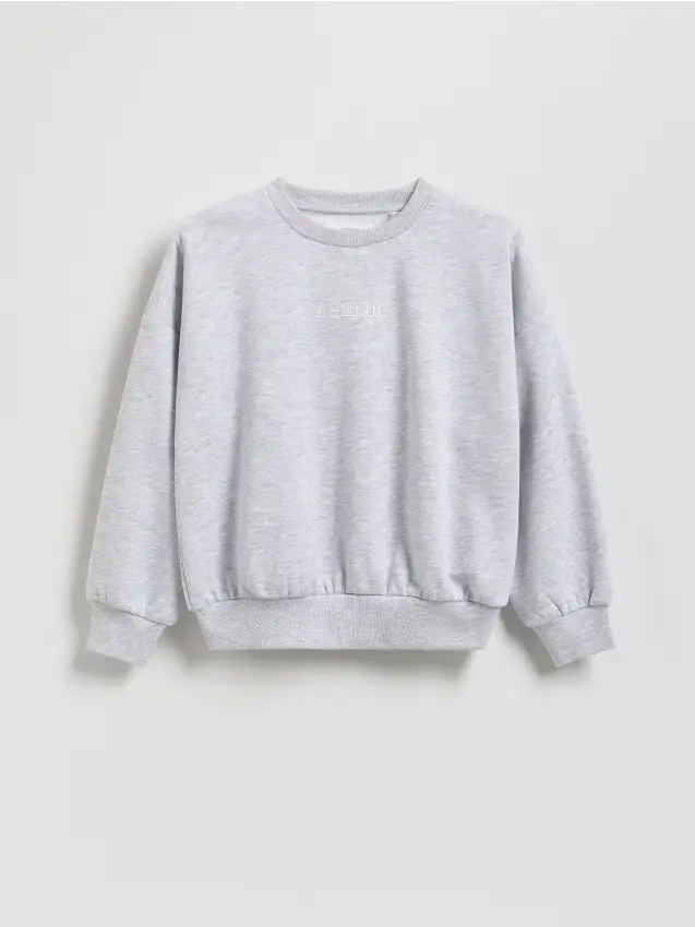 Felpa con cappuccio con slogan ricamato - grigio chiaro