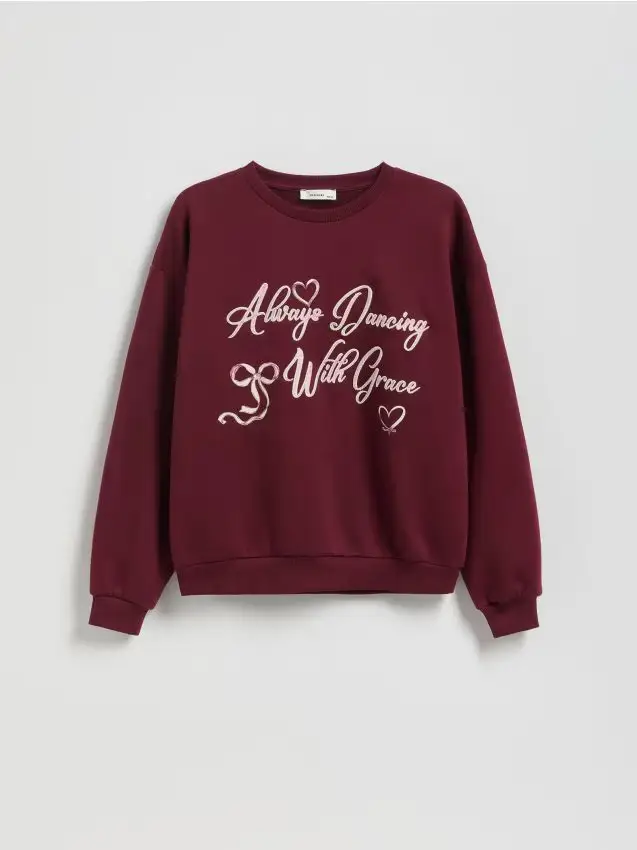 Felpa con cappuccio con slogan ricamato - maroon