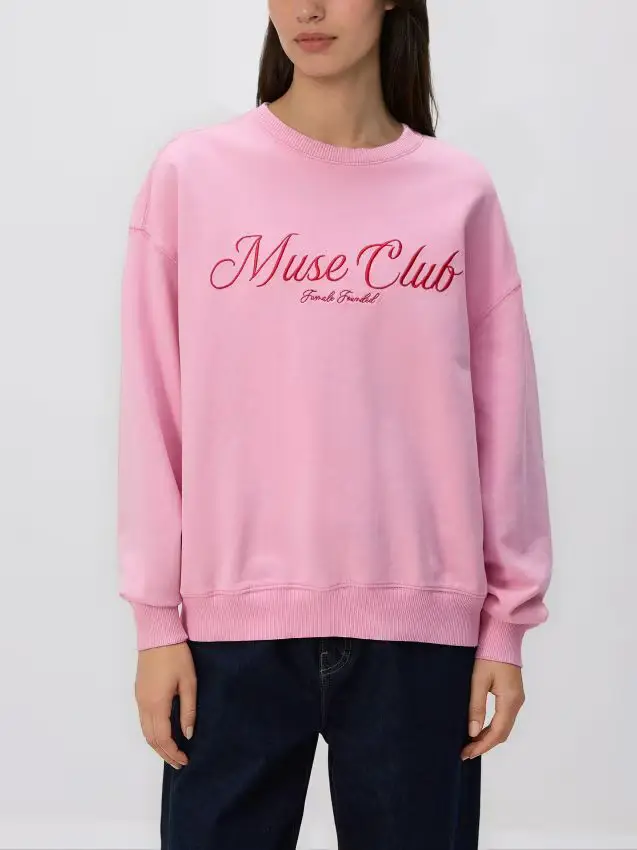 Felpa con cappuccio con slogan ricamato - rosa pastello