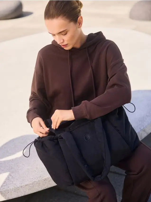 Felpa con cappuccio in cotone - marrone scuro