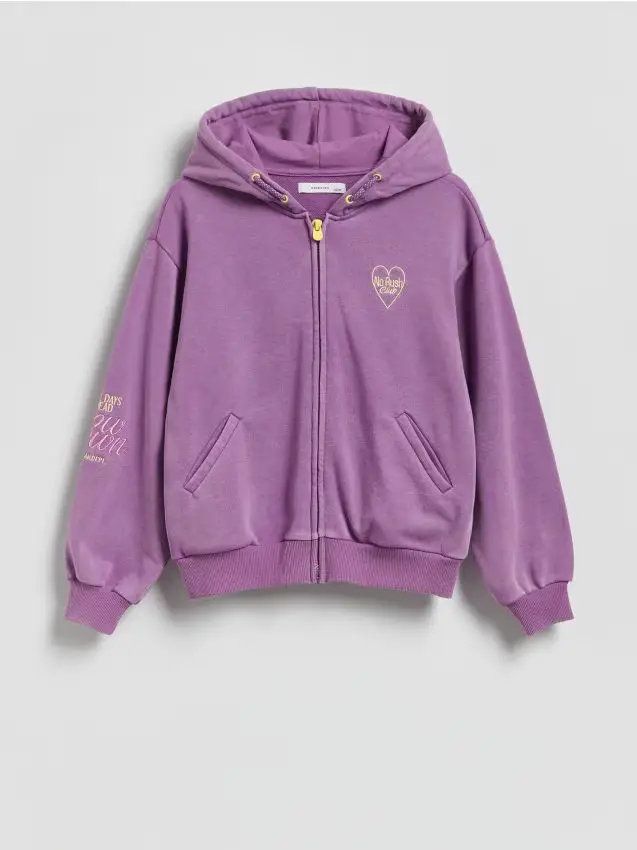 Felpa con cappuccio in cotone - viola scuro