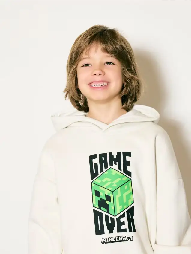 Felpa con cappuccio Minecraft - panna