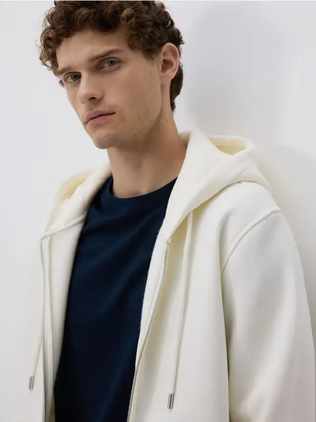 Felpa con cappuccio - panna